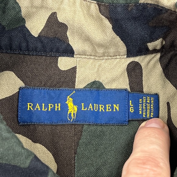 Ralph Lauren Shirt Men's Large Camouflage Multi Pocket Short Sleeve Button Up - Picture 2 of 8